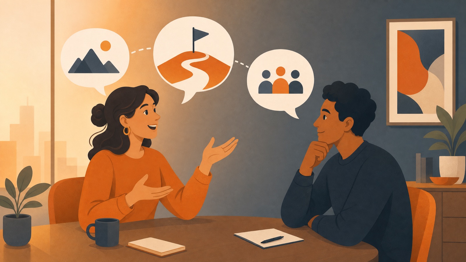 Interviewer asking a candidate to describe a past work situation