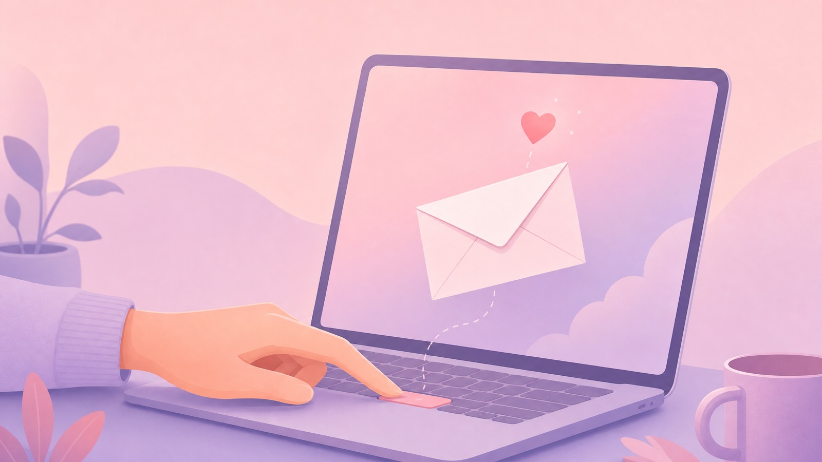 Portátil con un breve correo de agradecimiento al entrevistador en pantalla